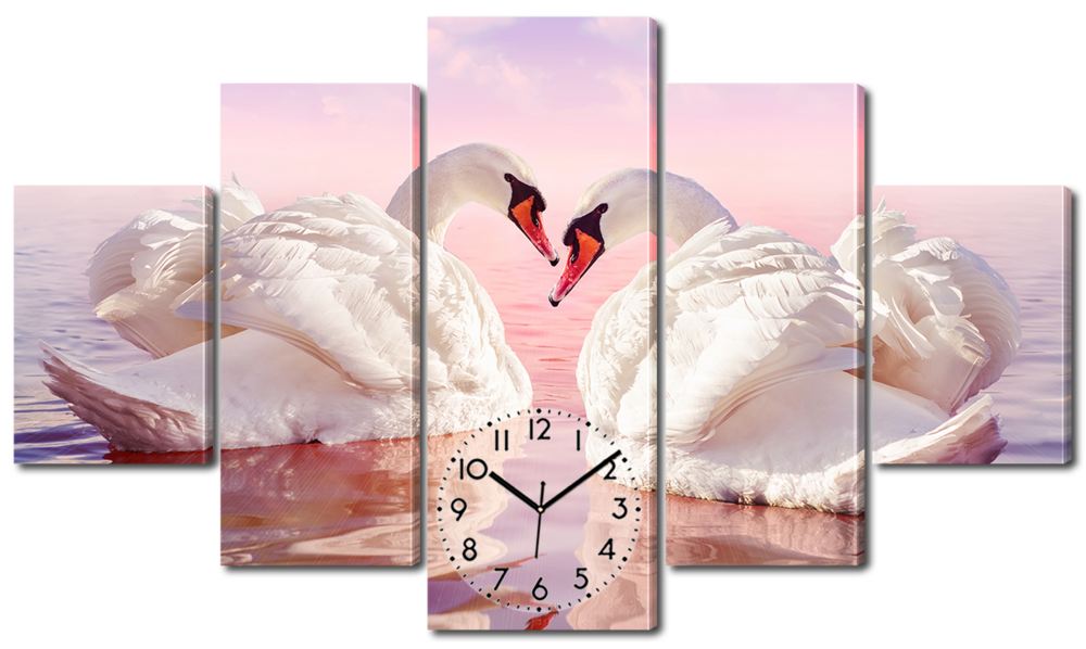 

Картина с часами Interno Искусственный Холст Два белоснежных лебедя 108х60см (ZX5935-S)