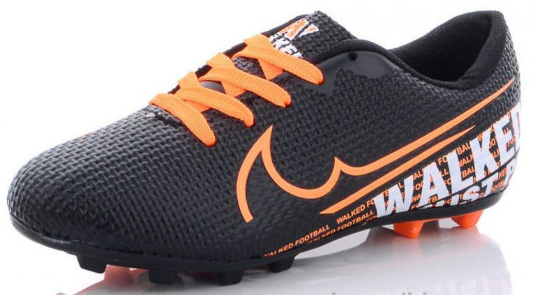

Детские футбольные бутсы 34 черно-оранжевые Walked Sport M5-04