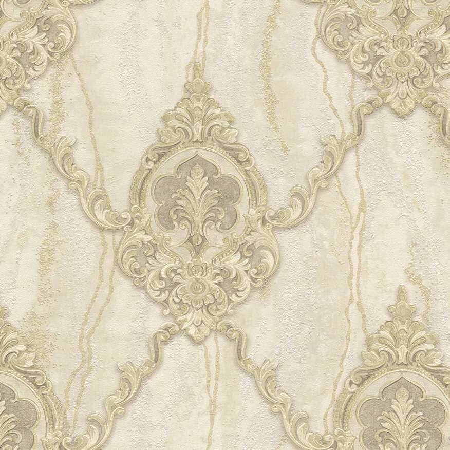 

Обои флизелиновая decori & decori amuleto 83505 узоры белый бежевый золотой Италия