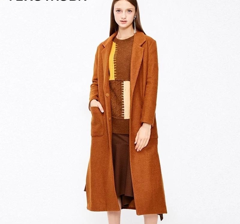 

Женское шерстяное пальто с накладными карманами Vero Moda  коричневый, Женское шерстяное пальто с накладными карманами Vero Moda S коричневый