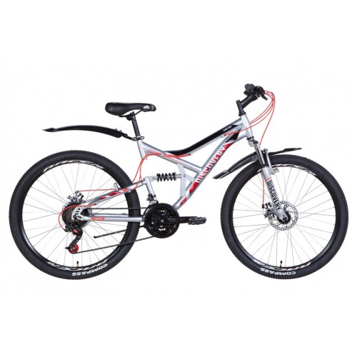 

Велосипед DISCOVERY CANYON DD 26" 17.5" 2021 Серебристо-черный с красным