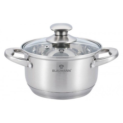 

Кастрюля Blaumann Gourmet 3.8л Ø20х12.5см из нержавеющей стали со стеклянной крышкой