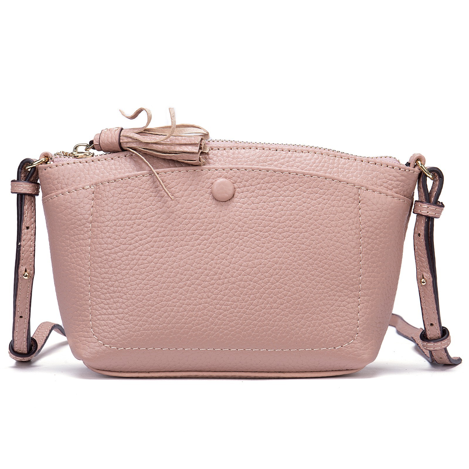 

Кожаная женская сумка кошелек бананка через плечо Personality розовая