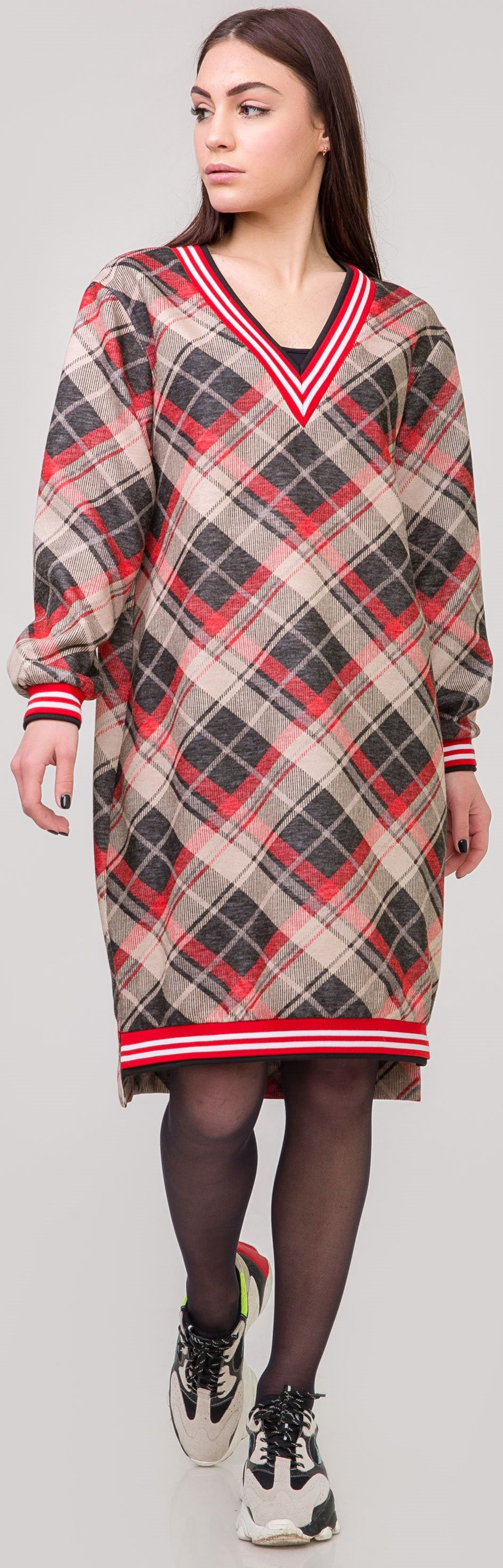 

Платье ALVITA S-9061 46 Клетка Серо-красное