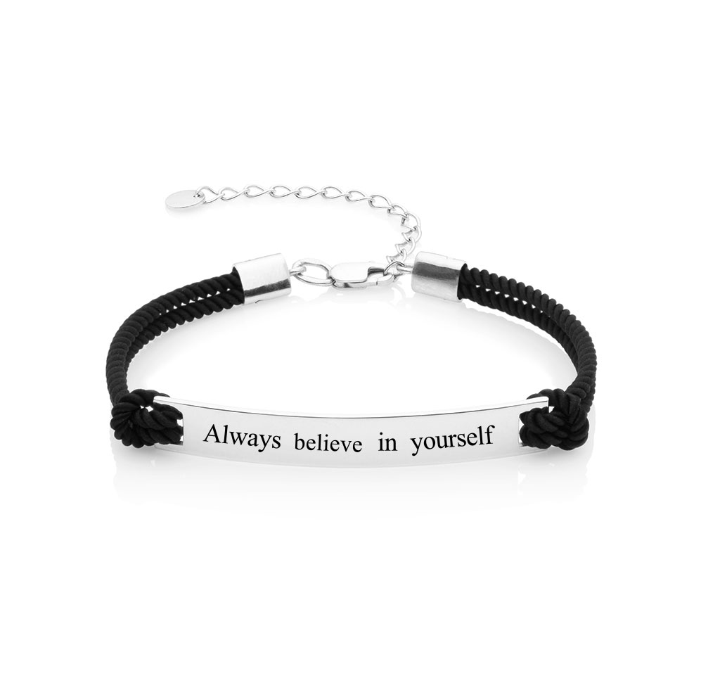 

Браслет на шнурке Always believe in yourself серебро размер 16 - 20 см