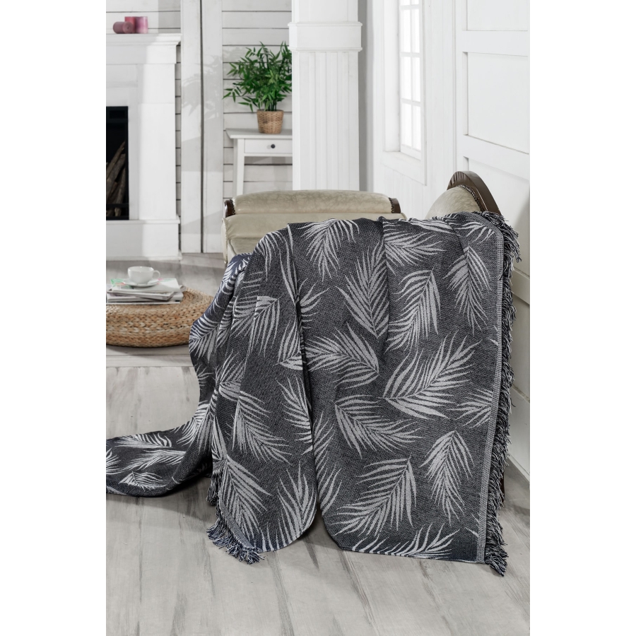 

Плед-накидка Eponj Home Buldan Keten - Palmiye 170*220 siyah черный