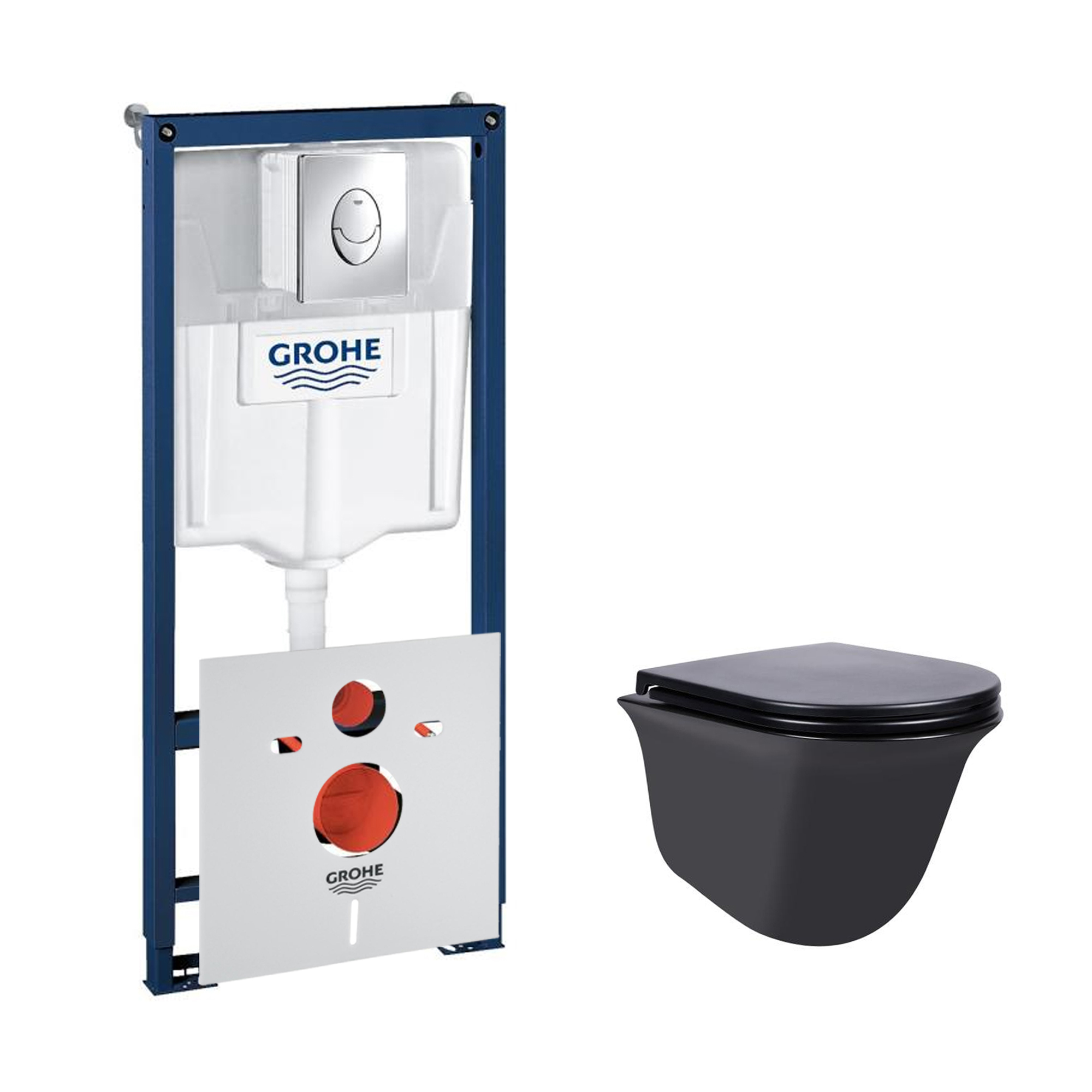 

Набор инсталляция 4 в 1 Grohe Rapid SL 38721001 + унитаз с сиденьем Qtap Virgo QT1833051ERMB