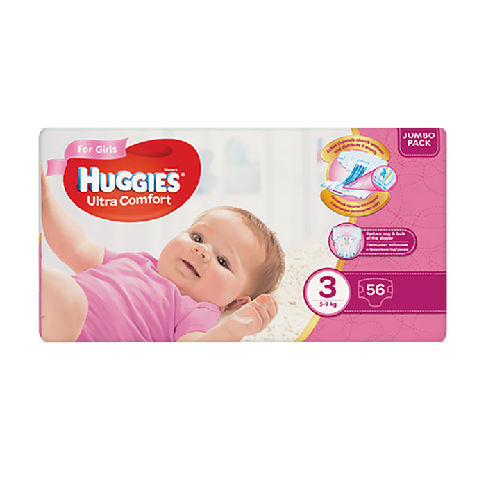 

Подгузники детские Huggies Ultra Comfort 3 5-9 кг 56 шт. GIRL