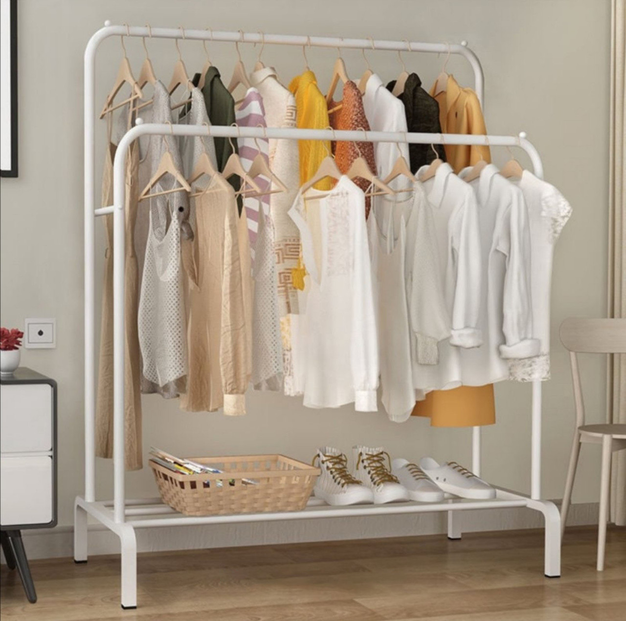 

Двойная стойка для одежды белого цвета Double floor Hanger