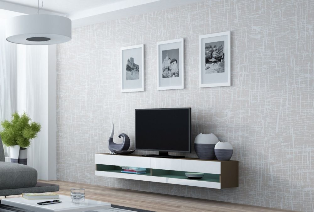 

TV тумба RTV VIGO NEW Cama meble корпус - латте мат, фронт - білий глянець