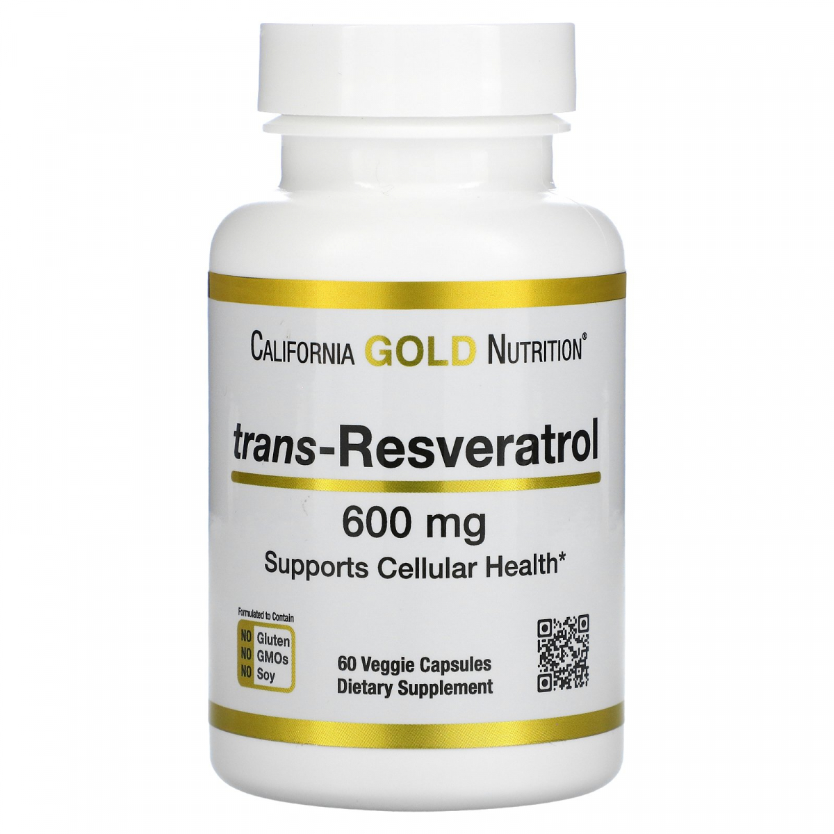 

Транс-ресвератрол California Gold Nutrition (Trans-Resveratrol) 600 мг 60 вегетарианских капсул