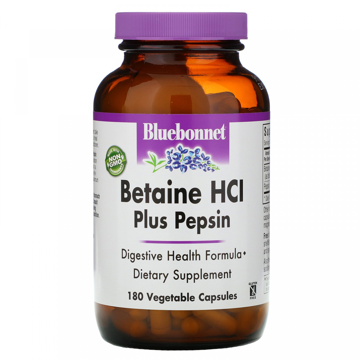 

Бетаин HCL и пепсин, Bluebonnet Nutrition, 180 капсул в растительной оболочке