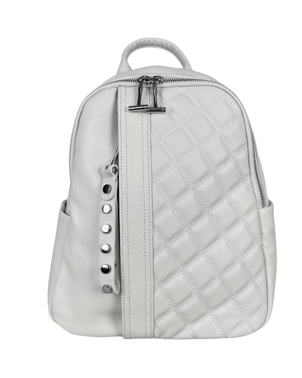 

Рюкзак женский кожаный стеганый Polina&Eiterou 32 25 12 см Белый