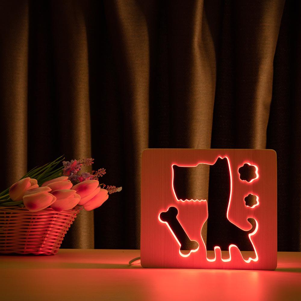 

Светильник ночник ArtEco Light из дерева LED "Пес и косточка" с пультом и регулировкой цвета, RGB