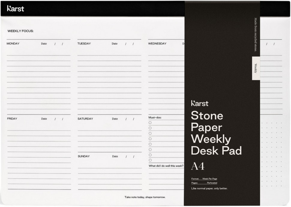 

Планер Karst Weekly Desk Pad A4 чорний недатований