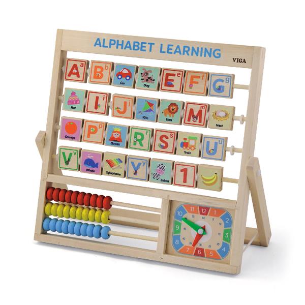

Дерев'яна гра Viga Toys Англійський алфавіт із годинником і рахівницею (50033)