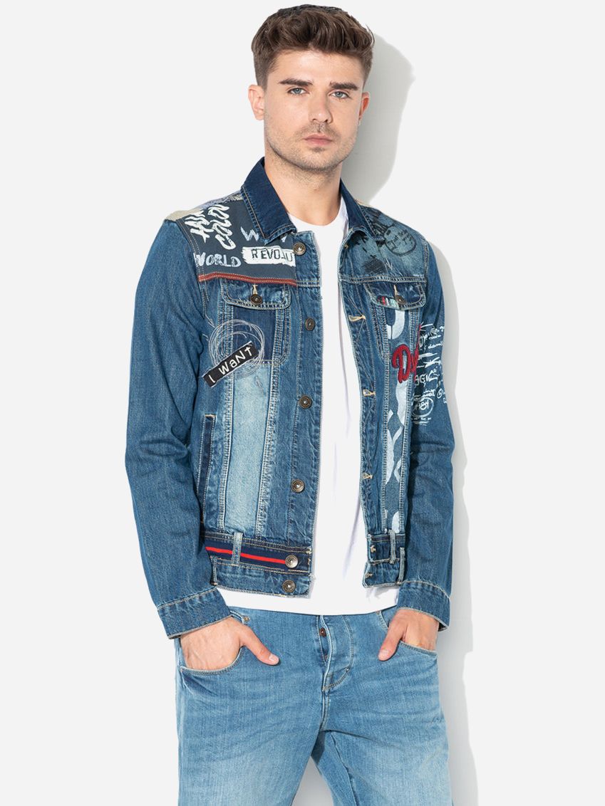 

Куртка джинсовая Desigual 19SMED12-5053 XXL Синий джинс с принтом