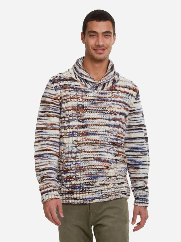 

Свитер Desigual 19WMJF03-1001  Бежевый в полоску, Свитер Desigual 19WMJF03-1001 L Бежевый в полоску