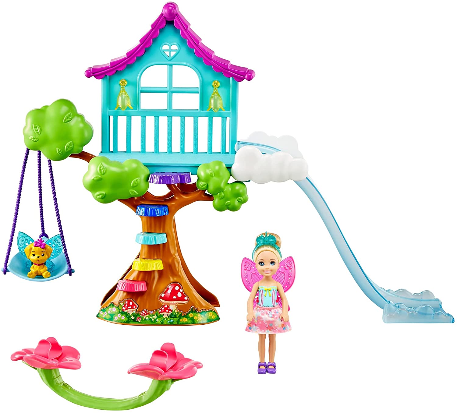 

Игровой набор с куклой Барби Челси Дримтопия Домик на дереве Barbie Dreamtopia Chelsea Fairy Doll and Fairytale Treehouse Playset (GTF49)