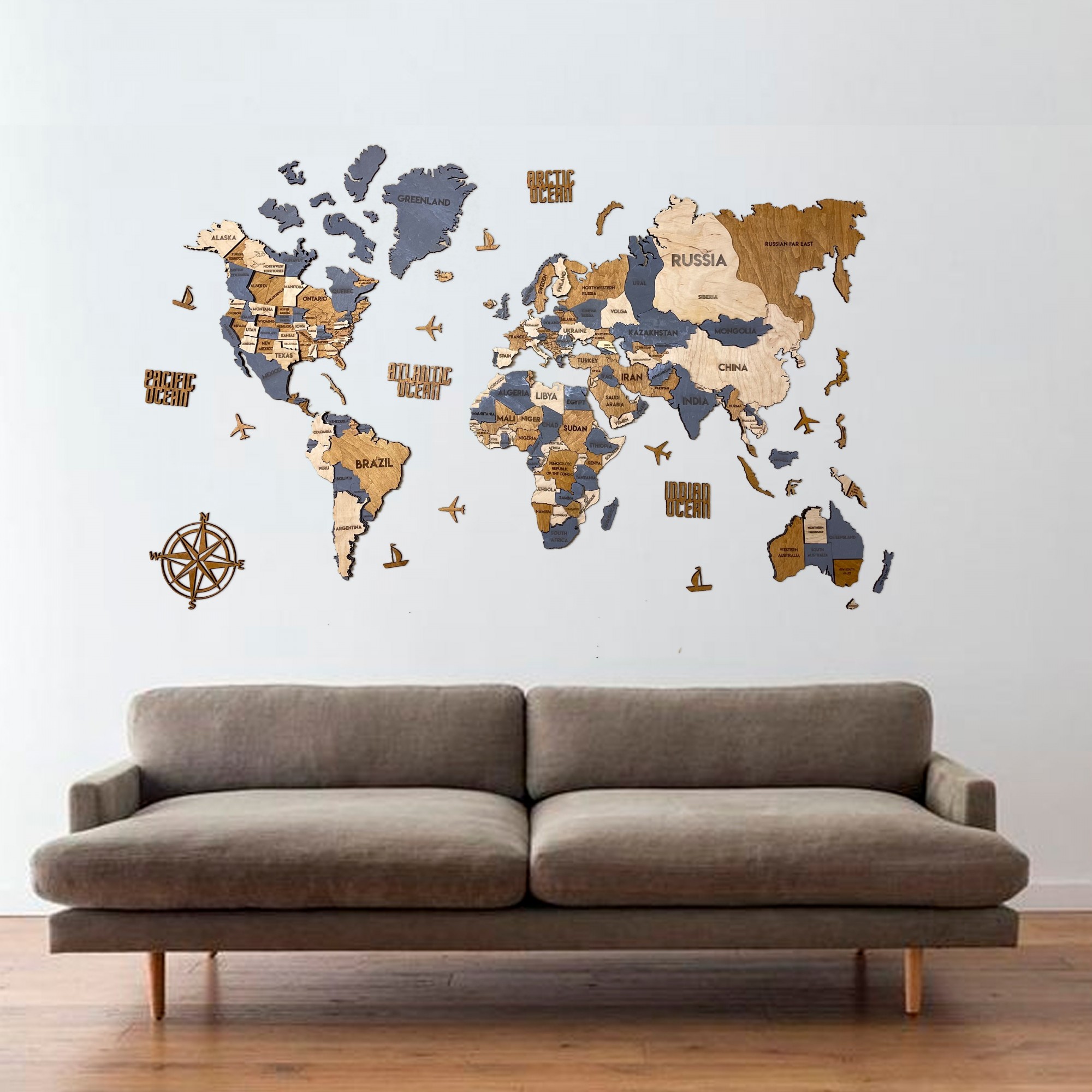 

Многослойная карта мира из дерева Country (KD 1004.7) 300х175 см
