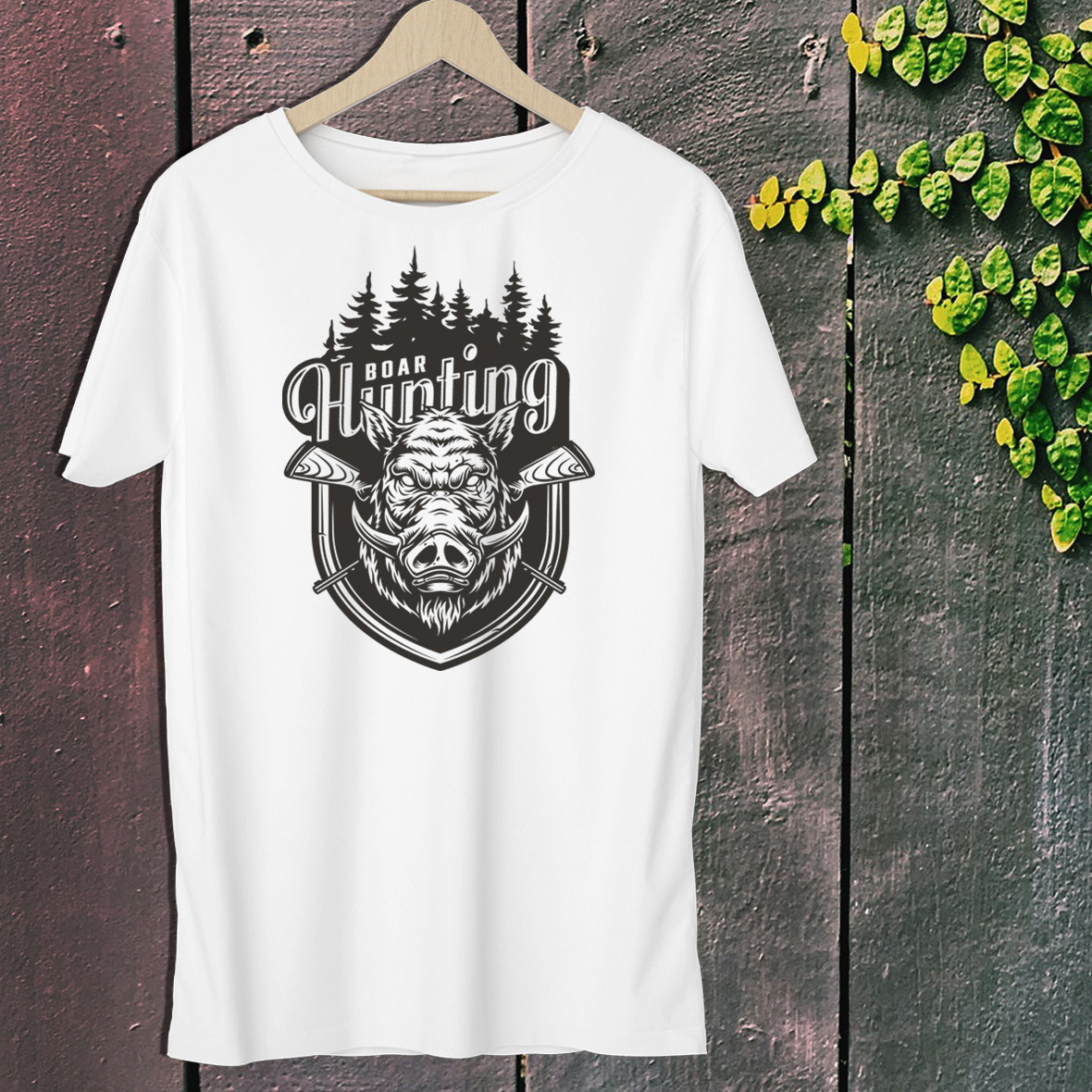 

Мужская футболка для охотника с принтом Голова Кабана "Boar Hunting" Push IT XXL, Белый
