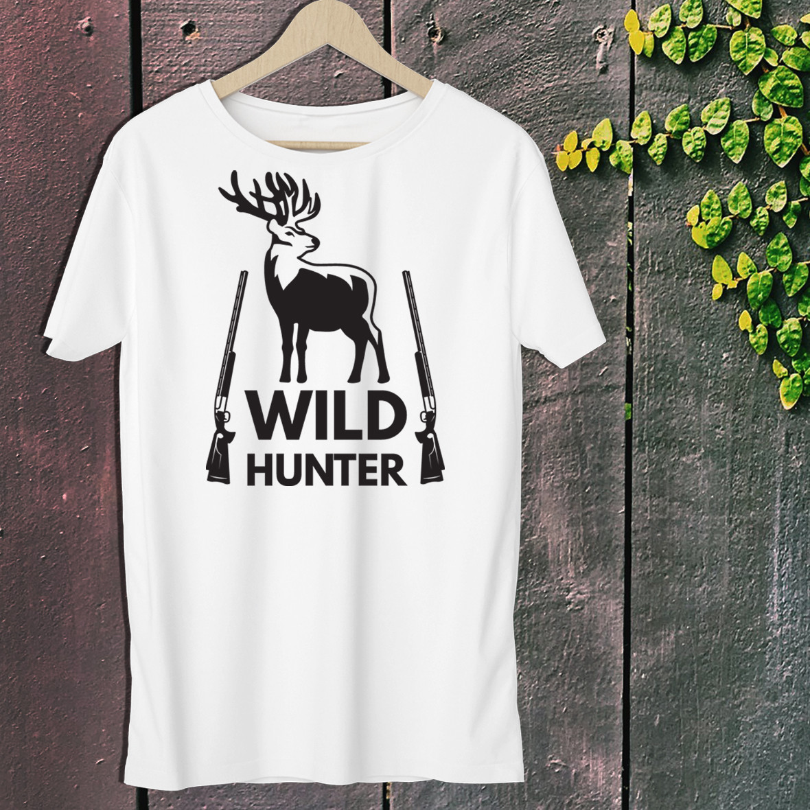 

Мужская футболка для охотника с принтом "Wild hunter" Push IT , Белый, Мужская футболка для охотника с принтом "Wild hunter" Push IT S, Белый