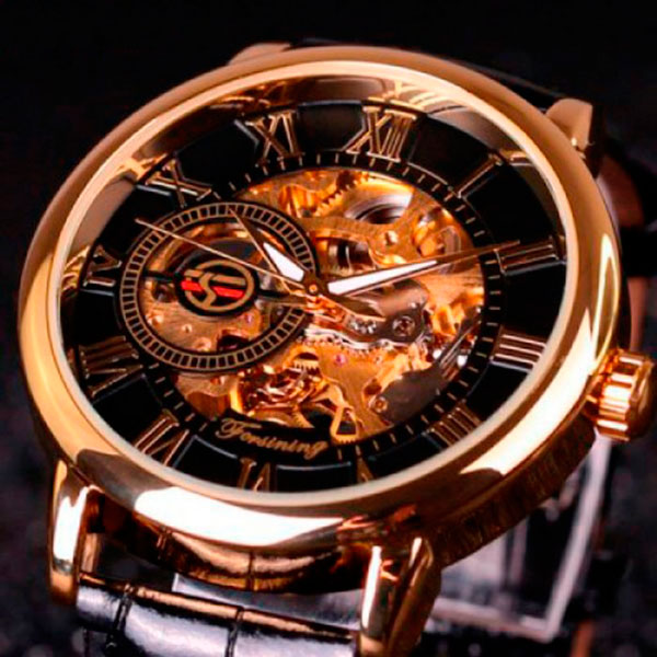 

Мужские классические механические часы Forsining Rich Black 1120