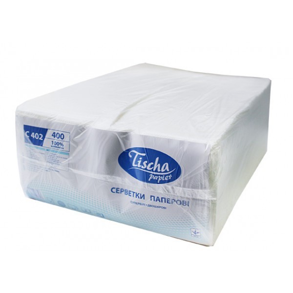 

Серветки Tischa Papier 25х25см BASIC 2-х шарові 400ш білі
