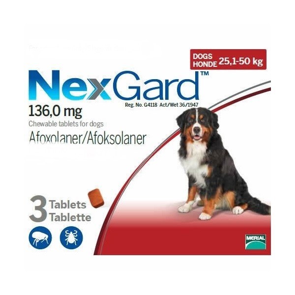 

Nexgard Таблетки от блох и клещей для собак весом от 25 до 50 кг (3 шт)