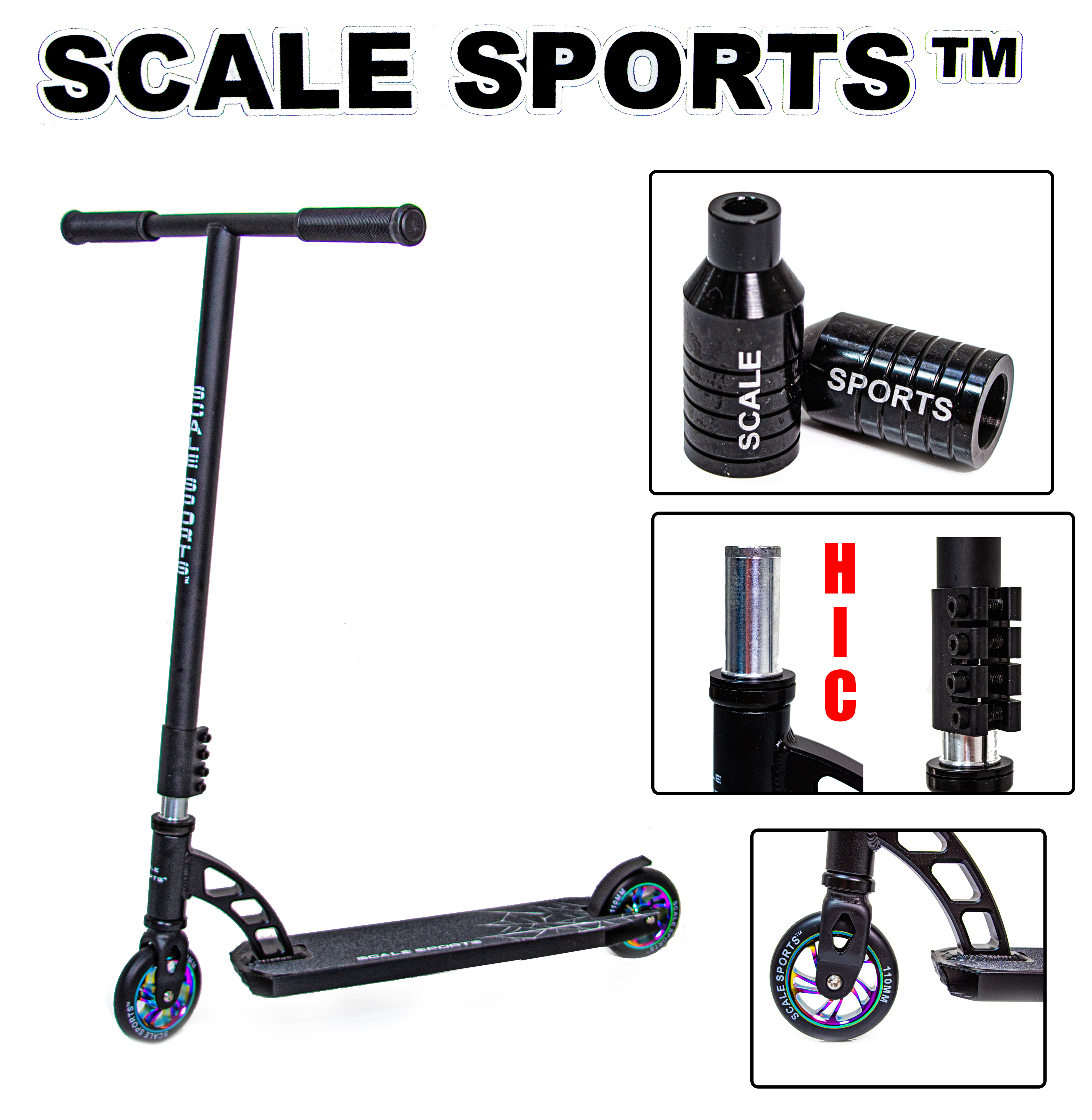 

Трюковый самокат Scale Sports Phantom PU 110 mm Черный система Flex Fender