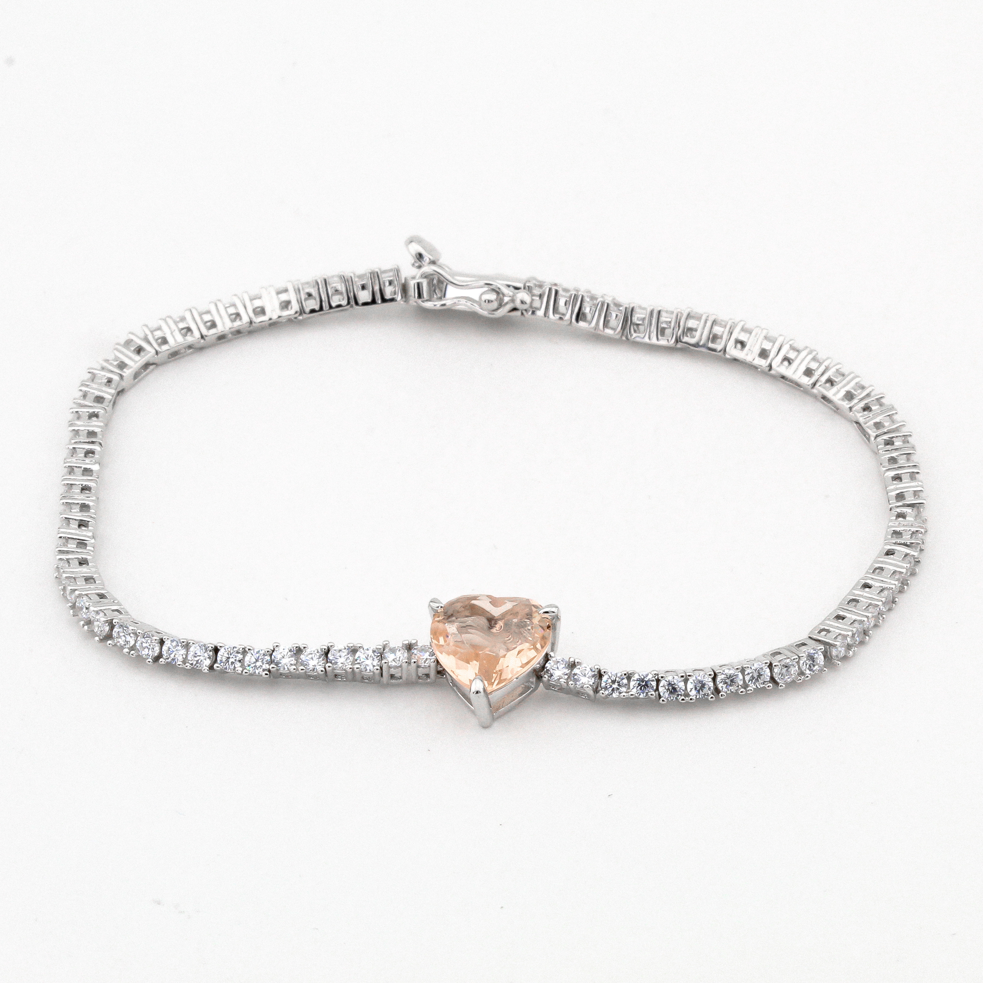 

Серебряный браслет "Сердце" с им. марганита B15460 Диамант, 17 размер