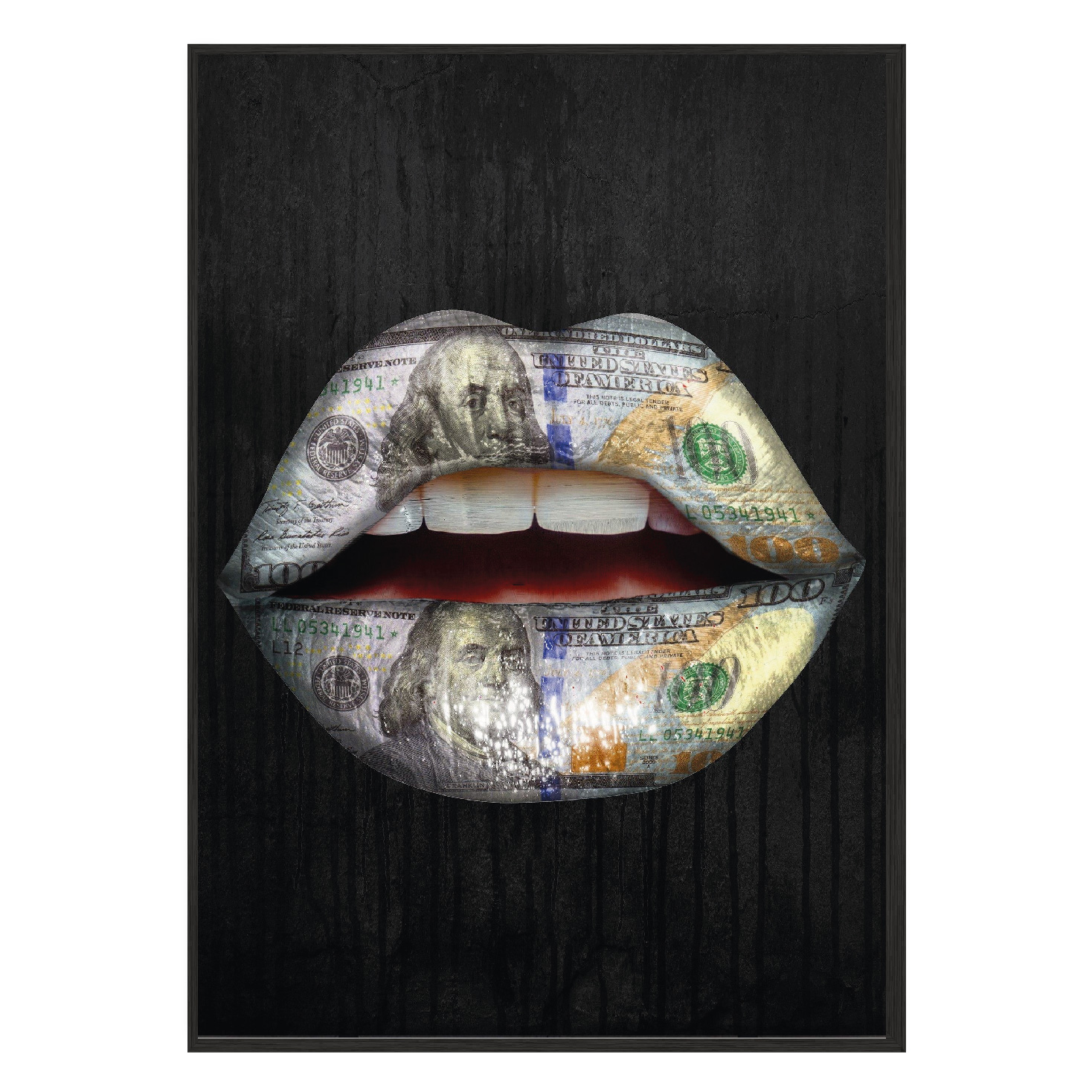 

Постер "Money Lips" без стекла 840 x 1400 мм в чёрной рамке