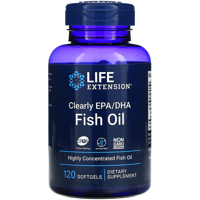 

Очищенные омега-кислоты ЭПК и ДГК Life Extension "Clearly EPA / DHA Fish Oil" жирные кислоты из рыбьего жира (120 гелевых капсул)