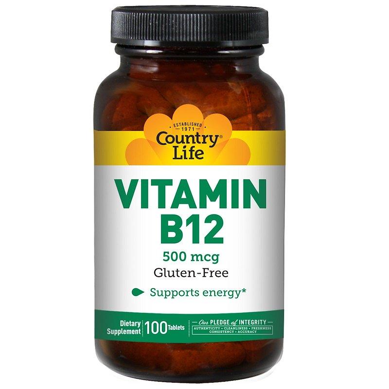 

Витамин В12, Country Life "Vitamin B12" цианокобаламин, 500 мкг (100 таблеток)