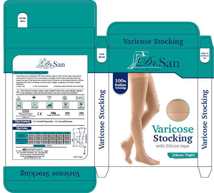 

Чулки компрессионные 2 класса компрессии с силиконовой резинкой Miracle до бедра, без мыска, р. XXL беж, 130