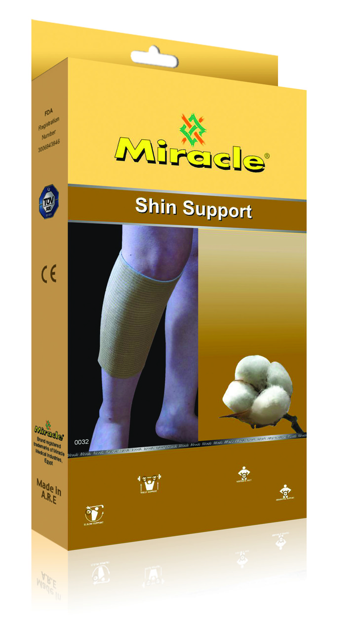 

Бандаж на голень эластичный 100% хлопок Miracle модель 0032 р. L, беж