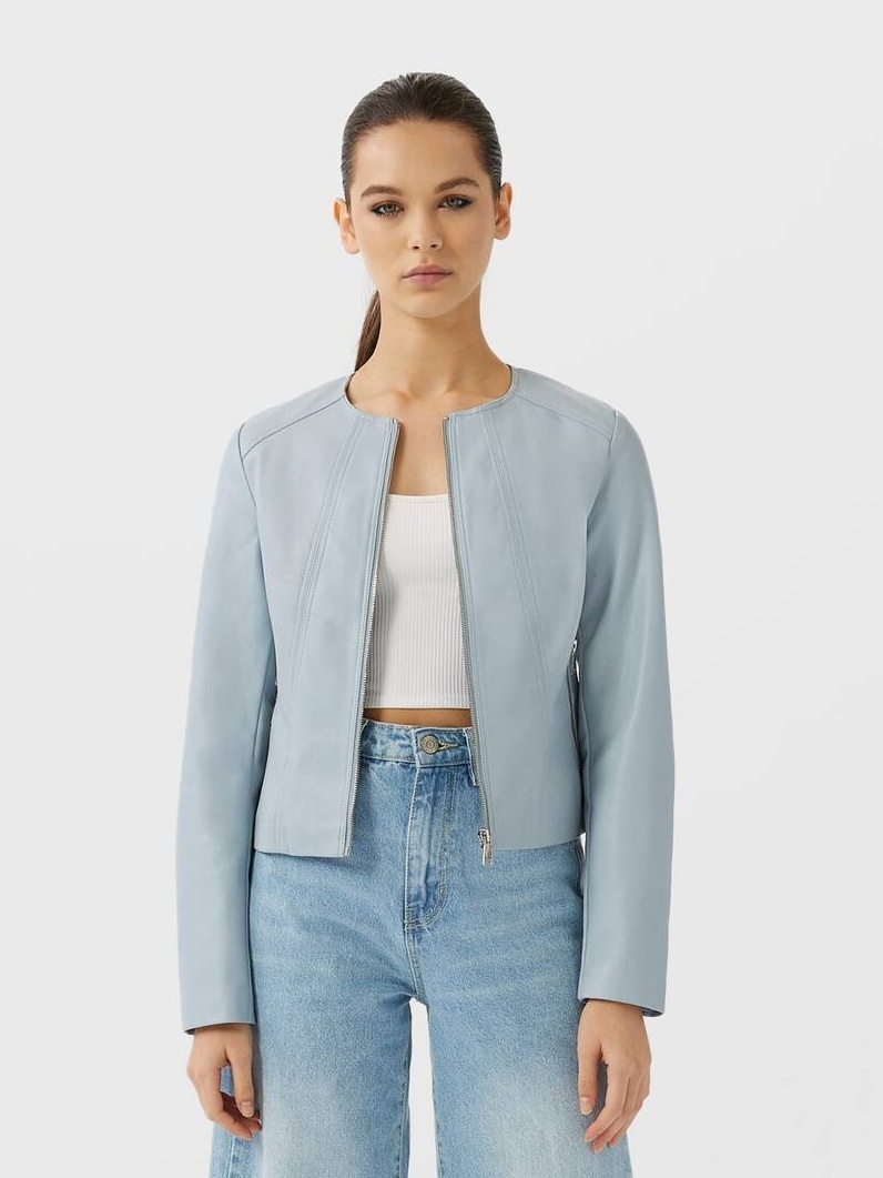 

Куртка из искусственной кожи Stradivarius 05725034040  Голубая, Куртка из искусственной кожи Stradivarius 05725034040 L Голубая