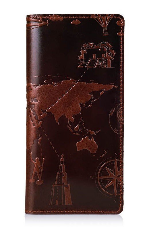 

Кожаный бумажник Hi Art WP-02 7 wonders of the world коньячный Коньячный