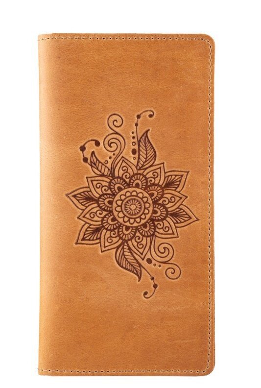 

Кожаный бумажник Hi Art WP-02 Shabby Honey Mehendi Classic Рыжий