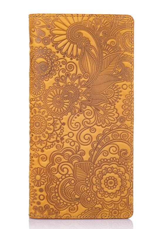 

Желтый кожаный бумажник Hi Art WP-05 Mehendi Art Жёлтый