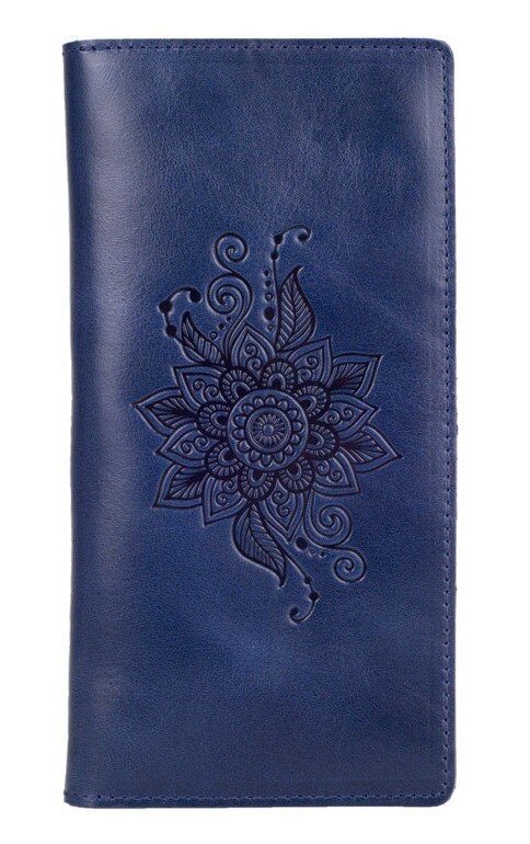 

Кожаный бумажник Hi Art WP-02 Crystal Blue Mehendi Classic Синий
