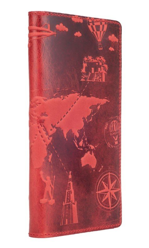 

Кожаный бумажник Hi Art «7 wonders of the world» WP-02 Red Berry Красный