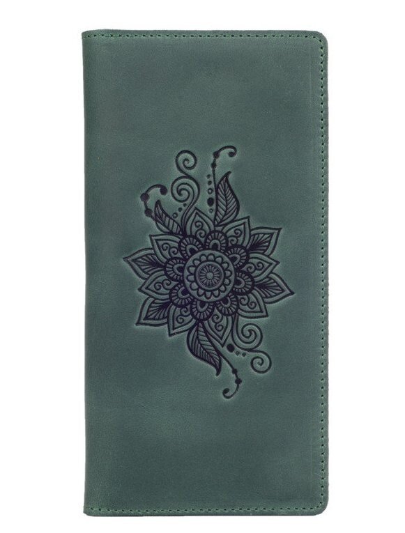 

Кожаное портмоне Hi Art WP-05 Shabby Alga Mehendi Classic Зелёный