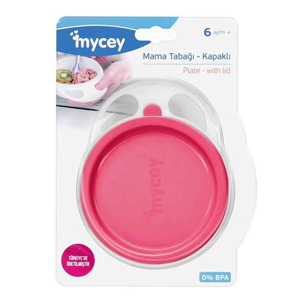 

Набор детской посуды Mycey тарелка с крышкой, розовая (8698694123994)