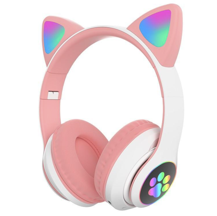 

Беспроводные наушники с кошачьими Ушками Bluetooth Cat Ear VZV-23M с микрофоном, AUX, LED подсветка (Розовые) Pink