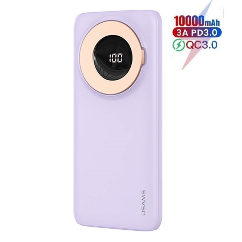 

Павербанк Usams LED Display (Air Tag Holder) 10000mAh PB62 |1xUSB/1xType-C, 20W/3A, PD/QC| с беспроводной зарядкой для iPhone/Samsung/Huawei/Xiaomi purple