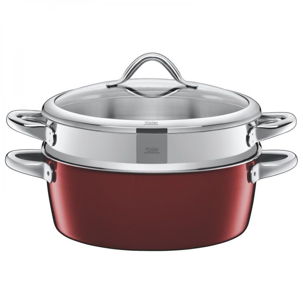 

Кастрюля с паровой корзиной пароварка Silit Vitaliano Rosso 28 см 5.9 л 0728 1868 11