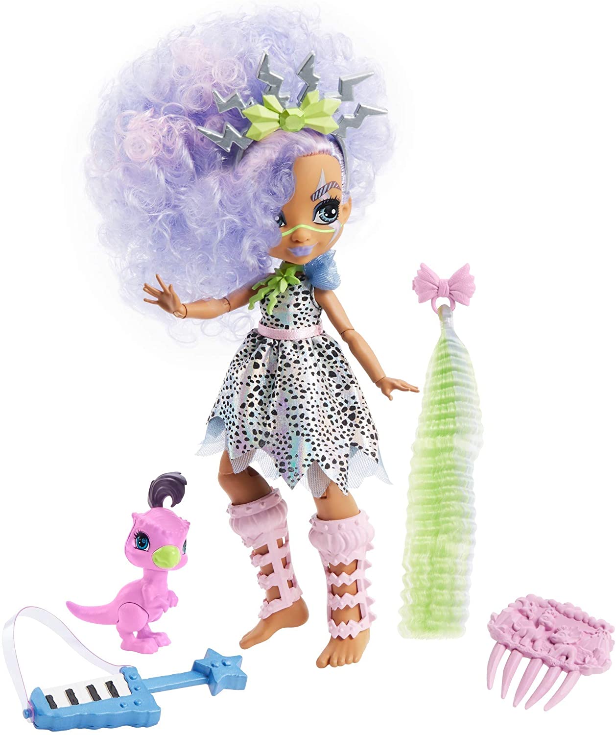 

Кукла Бешли и питомец Пещерный клуб Cave Club Bashley Doll with Snare Dinosaur Pet & Neon-bright hair (GTH05)