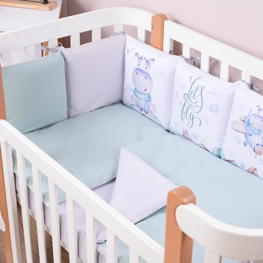 

Постельный комплект в кроватку Baby Veres Hippo 6 единиц
