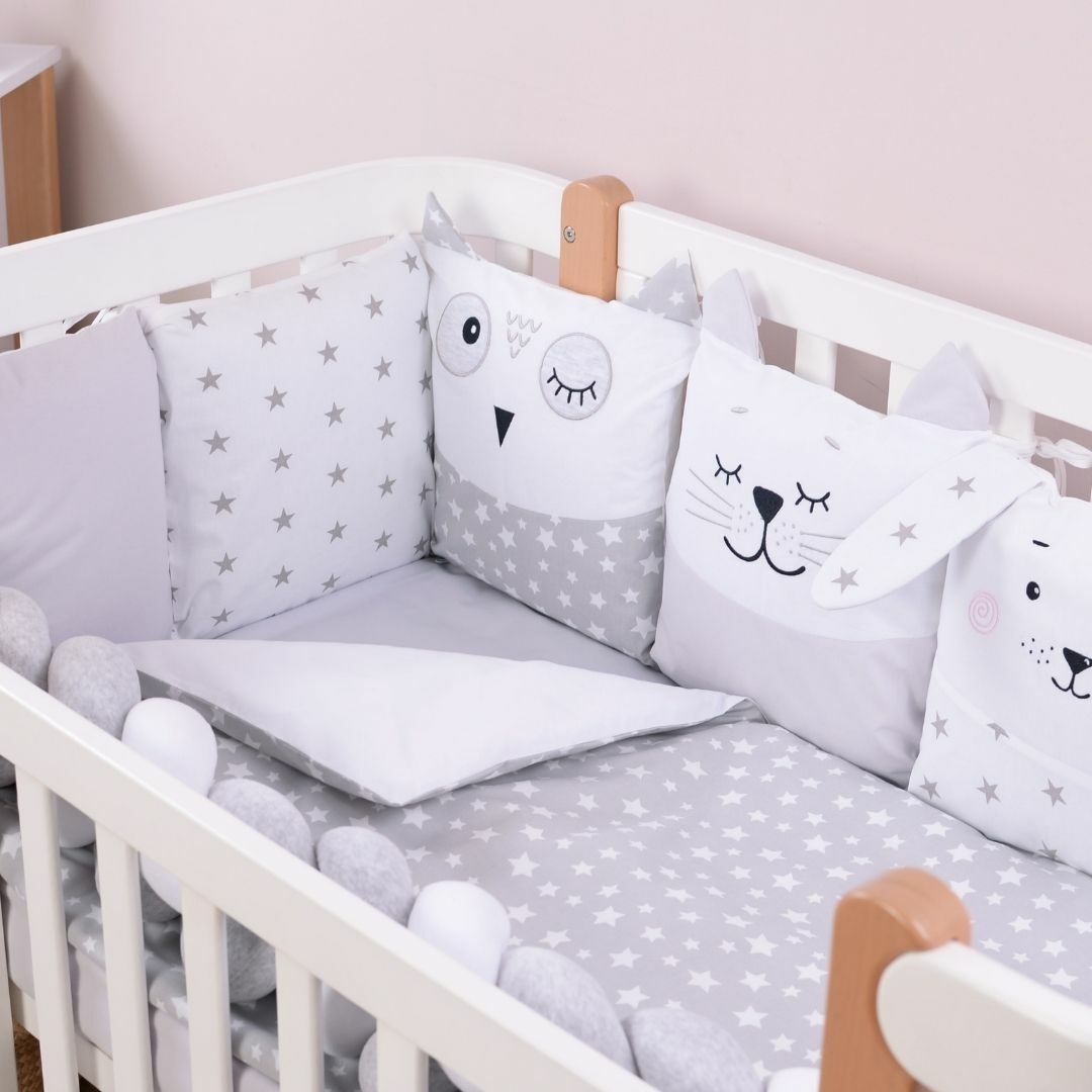

Постельный комплект Baby Veres Smiling animals white-gray (6 ед.)
